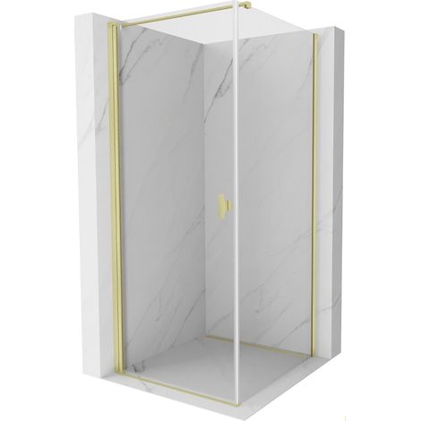 Mexen Mist-B paroi de douche pivotante 90 x 90 cm, transparent, or brossé - 8A2T-090-090-55-00 (1/5)