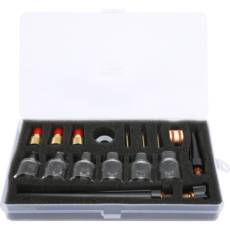 Lot de pièces accessoires pour torche de soudage WP9/20 : buse en verre, collet tungstène, embout pour pistolet argon (1/5)