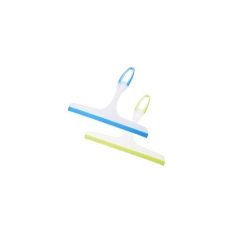 2 tergivetri in silicone per doccia, 24 x 21 cm, per vetro, finestre, auto, resistenti e infrangibili, verde + blu - Crezuo (1/4)
