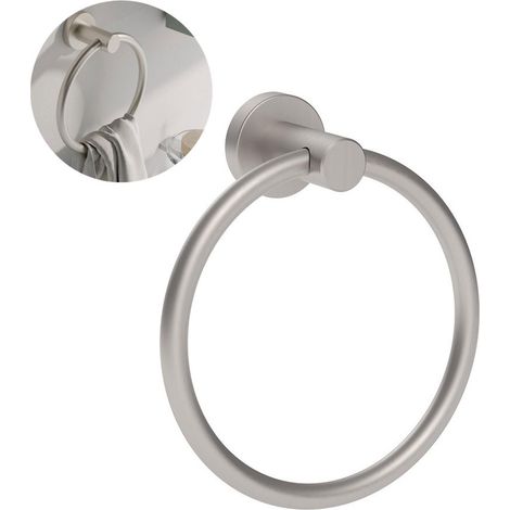 Anello portasciugamani - 1 pezzo - Ø 16,5 cm - Portasciugamani - Accessori per il bagno - argento - acciaio inox - anello portasciugamani rotondo - viti di fissaggio incluse (1/5)
