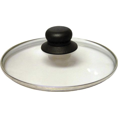 Couvercle en Verre Cerclé Acier Inoxydable Trou Vapeur Bouton Bakélite Pour Casseroles Marmites Poêles Réduit les Projections Ø16 cm Argenté (1/5)