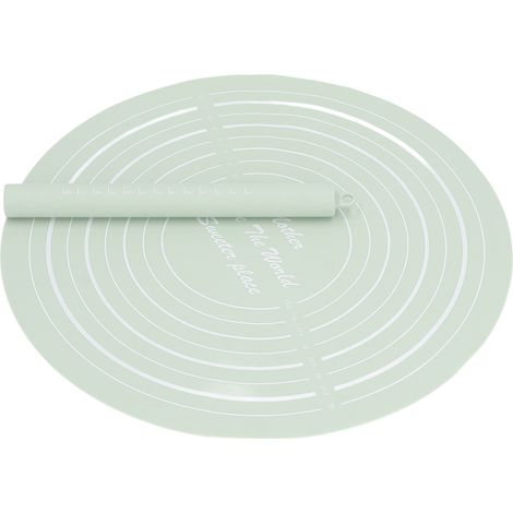 Nudelholz-Set mit Messskala, antihaftbeschichtetes Silikon-Nudelholz, antihaftbeschichtete Mehlmatte für Kochen und Backen zu Hause, grün (1/5)