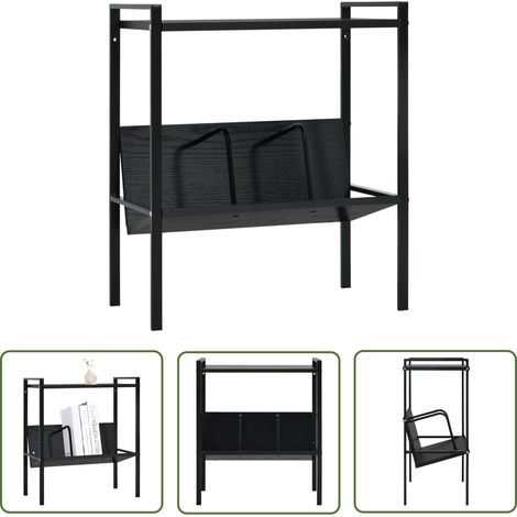 The Living Store Bibliothèque 2 niveaux Noir 52x28x59 cm bois d'ingénierie - Bibliothèque Murale - Étagère Rangement - Bibliothèque Industrielle - Étagère Noir - Meubles Salon (1/5)