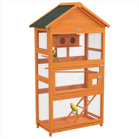 Cage pour oiseaux Cage à oiseaux en bois massif avec aire de jeux (1/5)