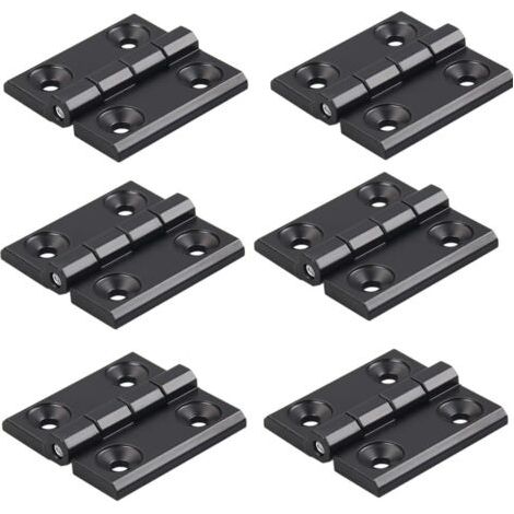 Lot de 6 charnières noires en alliage de zinc - 40 x 40 mm - Charnières profilées en aluminium - Kit d'installation pour profilé d'extrusion en aluminium 2020 - 6 mm (1/5)
