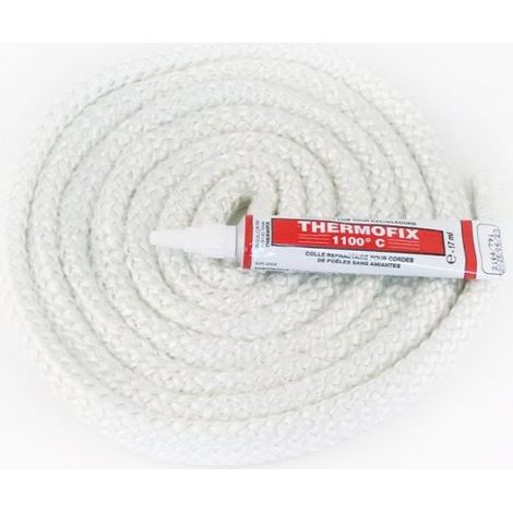 Joint rond tressé (blanc) ø 12 mm x 2.5 m + colle