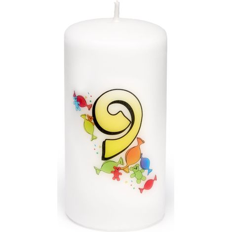 Garronda Geburtstagskerzen mit Motiv 9 Jahre 6x12cm und 24 Std. Brenndauer Geschenk für Mädchen & Jungen zum Kinder oder Erwachsener Geburtstag GD-0076 (1/4)
