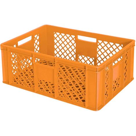 BRB 54 Stück Eurobehälter durchbrochen/Bäckerkiste, LxBxH 600x400x240 mm, PE-HD, lebensmittelecht, Palettenware (orange)