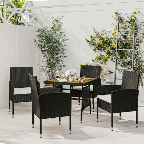 Ensemble à manger d'extérieur 5 pcs-Salon de jardin Résine tressée Noir 843758 (1/5)