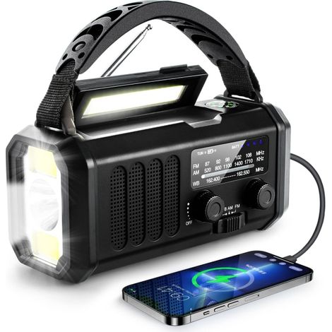 Filiyano – lampe torche rechargeable – Radio d'urgence 10000 MAH solaire AM/FM météo USB-C, lampe torche rechargeable [GPA] (1/5)