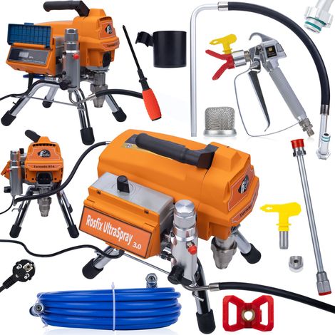 Rosfix Tornado RT4 UltraSpray – Airless Farbspritzgerät 3000 W, 22 MPa, 3,2 l/min LCD, 2 Pistolen, UltraSpray 3.0 Für Innenräume & Möbel Profi Lackiergerät