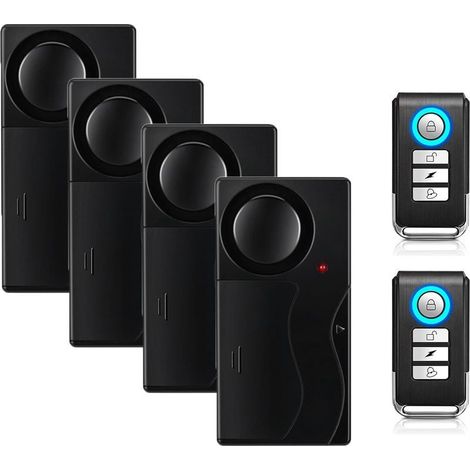 Alarma antirrobo inalámbrica - Detector de movimiento - 2 mandos a distancia - Alarma antirrobo - Para bicicleta, patinete, coche - 110 dB - 4 sensores (1/5)