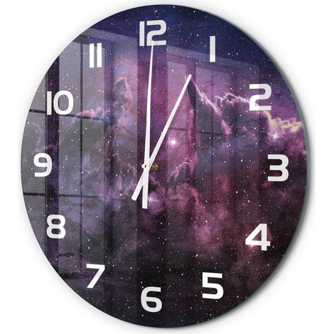 Horloge Murale Ronde Mouvement Fluide Verre Trempé Silencieuse Sans Tic-Tac Brouillard fi 60 cm (1/5)