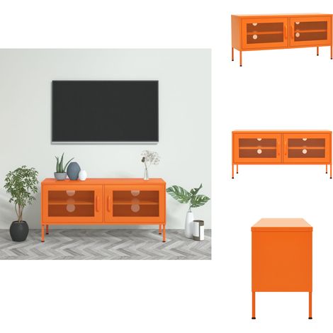 TV-Schrank Orange 105x35x50 cm Stahl - TV Schrank - Fernsehtisch - Metallregal - Wohnzimmer Dekoration - Aufbewahrung (1/5)