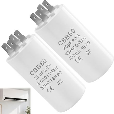 Lot De 2 Condensateur Cbb60 25Uf 450V Moteur Pompe Piscine Compresseur (1/5)