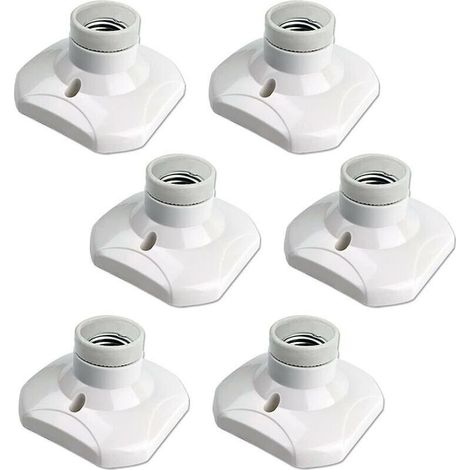 Douille Plafond E27 à Visser, AC 220-240V, Support pour Ampoule LED, Base Plafonnier Culot E27, Lampe Murale Plastique Blanc, Pack de 6 - (1/4)