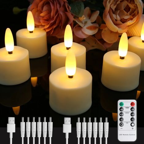 (6) Bougies LED rechargeables avec minuterie et télécommande, décorations d'Halloween et de Noël (1/5)