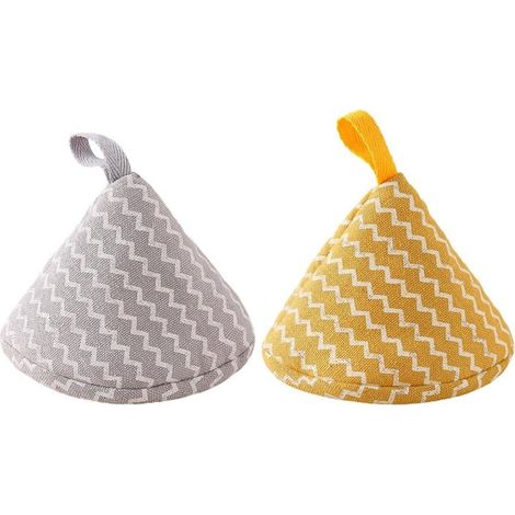 Lot de 2 couvercles triangulaires de style japonais, gris jaunâtre, résistants à la chaleur, pour poêles et grils - Ustensiles de cuisine (1/5)