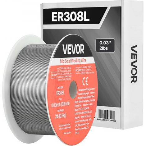 Alambre de Soldadura MIG Sólido, ER308L, 0,8 mm, 0,9 kg, Acero Inoxidable, con Bajas Salpicaduras y Alta Capacidad de Alimentación, con Protección de Gas en Todas las Posiciones, ≥510 MPa (1/5)