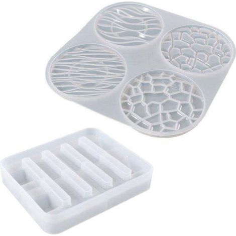 Moule en silicone à motif vague et diamant pour sous-verres et tasses, idéal pour le moulage de résine époxy. (1/5)