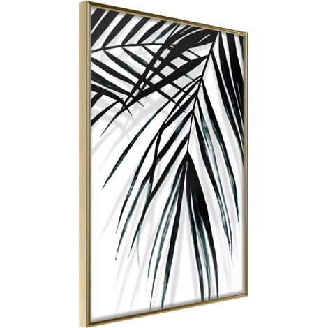 Affiche Murale Encadrée "Leaf and Its Shadow" 21 x 30 cm Or