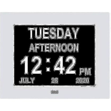 Horloge numérique Alzheimer 2024, calendrier, affichage de la date, grand écran, police de grande taille, affichage de l'heure et de la date (noir) (1/4)