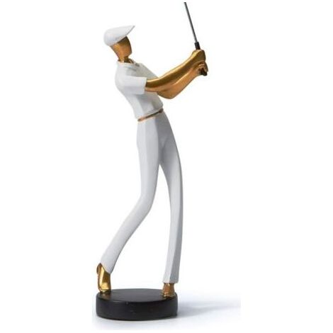 Art Golfeur Figurine Statue Décor Golf Sculpture Résine Arts Cadeau Blanc 24cm (1/5)