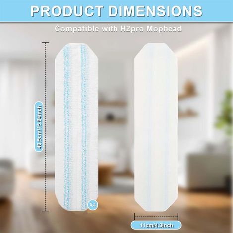 Tampons de rechange pour balais plats O-Cedar H2prO, têtes de balai en microfibre pour balais plats O-Cedar/Vileda H2prO, tampons de rechange lavables et réutilisables, lot de 4