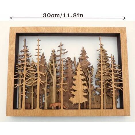 Peinture décorative en bois - Pendentif en bois - Décoration murale pour salon, bureau, maison, restaurant, arbre (1/5)