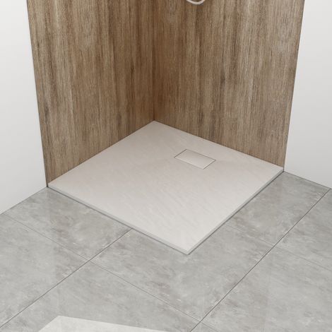 WITEN&NOCK SMC Duschwanne Duschtasse Brausewanne Weiß Steinoptik 32mm Extraflach Anti-Rutsch 80x80 cm