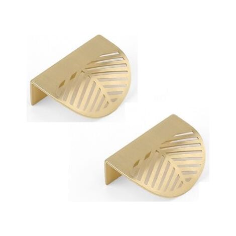 Lot de 2 poignées de tiroir (60 mm) avec feuille d'or, poignées de porte de meuble en laiton, poignées de porte d'armoire (1/4)