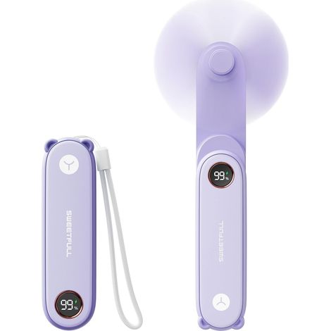 Mini ventilateur portable 3-en-1 avec affichage LED – Pliable, rechargeable USB, lampe torche – Pour voyage, bureau, maquillage (1/4)