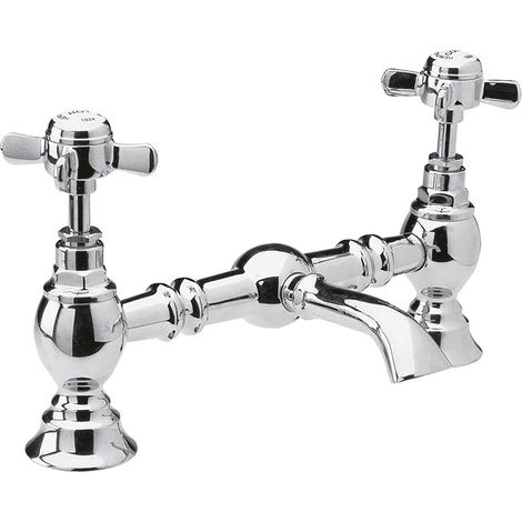 Balterley Hanchurch Traditional Crosshead Bridge 2 Tap Hole Mixer - Chrome