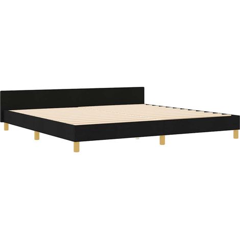 Bed Frame with Headboard Black 200 x 200 cm Fabric vidaXL (1/5)