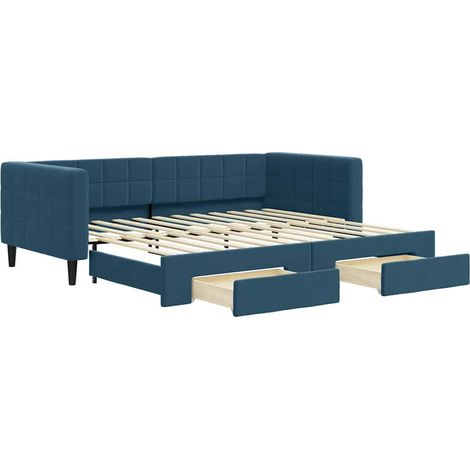 Maison Exclusive - Divano Letto Estraibile con Cassetti Blu 90x200 cm in Velluto (1/5)