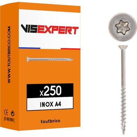 250 vis à bois terrasse torx A4 tête fraisée - Vis Expert (1/5)