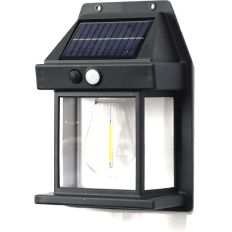 Lampe Murale Solaire - Projecteur Extérieur Étanche pour Cour et Paysage - 17 x 12 cm - Noir - 1 Pièce (1/5)