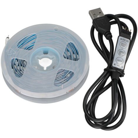 Bande lumineuse LED RGB, commande par bouton, LED 5V, avec 3 fonctions de bouton, convient aux chambres, cuisines, fêtes, festivals, etc., 1 mètre de long (1/5)