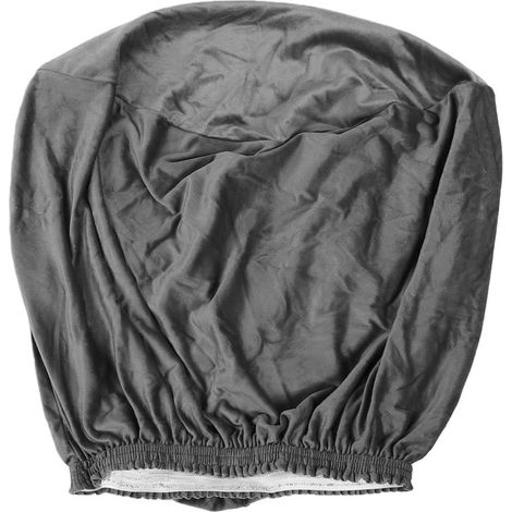 Housse ronde en velours extensible pour pouf, protection pour repose-pieds avec élastique, grise, petite taille (1/5)