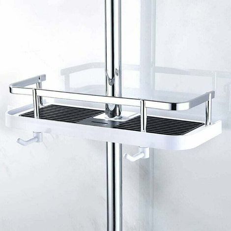 Estante de ducha, cesta de almacenamiento, montaje en pared ajustable, metal resistente a la corrosión, 270 mm x 116 mm x 50 mm