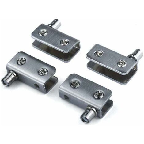 Lot de 4 Charnières Pivotantes 90° pour Porte en Verre 5-8mm Sans Perçage Acier Inoxydable Meuble Salle de Bain