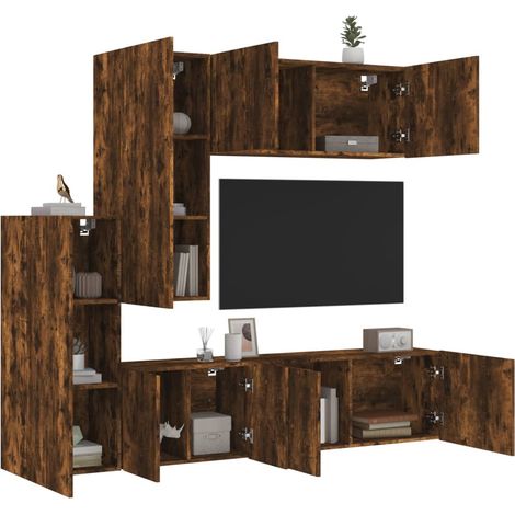 5-tlg. Wohnwand Räuchereiche Holzwerkstoff