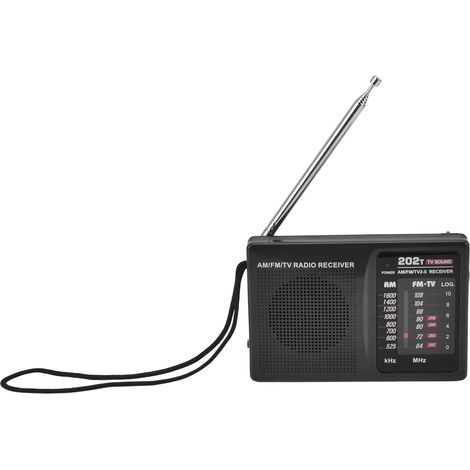 Radio FM AM de poche magnétique à piles avec prise casque externe pour urgences et activités de plein air. (1/5)