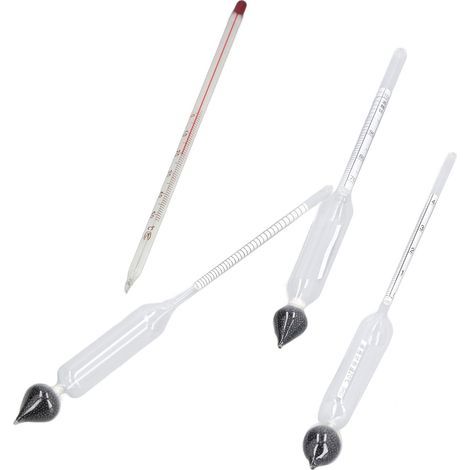 3-teiliges Haushaltsalkohol-Hydrometer-Konzentrationsmessgerät mit 1 Thermometer-Glaszylinder (1/5)