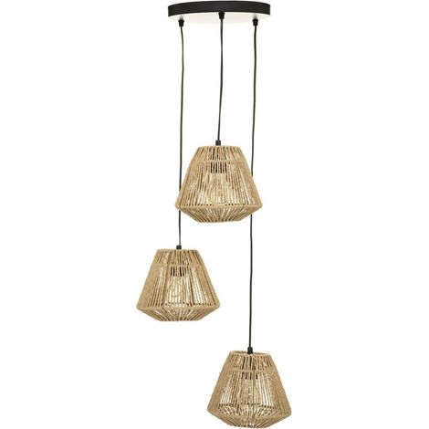 Suspension corde 3 lampes Jily naturel D20 (1/5)
