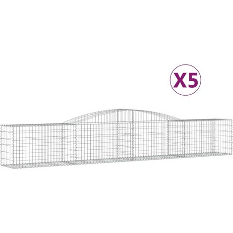 Paniers à gabions arqués 5 pcs  Mur en gabion 400x50x60/80 cm Fer galvanisé