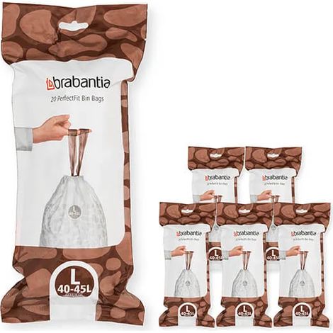 Brabantia PerfectFit Bags L 40-45 litre Multipack of 120 bags 6x20