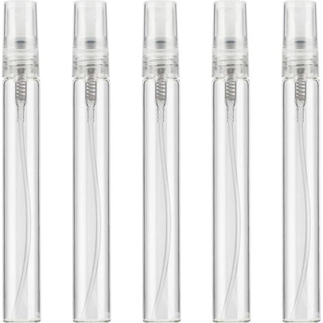 5 Pièces 10 ML Gazon Parfum Flacon Vaporisateur Transparent Atomiseur Rechargeable Petits Contenants De Liquide Vides à Brume Fine pour Huiles Essentielles (1/5)