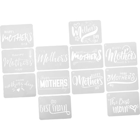 12 Pièces Pochoirs de Peinture Maman de Modèles Diy pour Fête Mères (1/5)