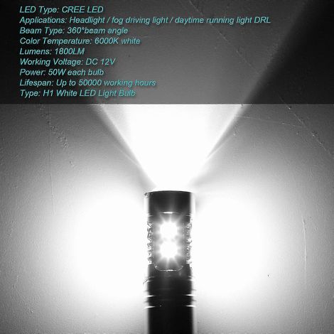 Stück H1 LED-Scheinwerferlampen-Umrüstsatz Fern- und Abblendlicht Nebelscheinwerfer 100 W 6000 K() (1/3)